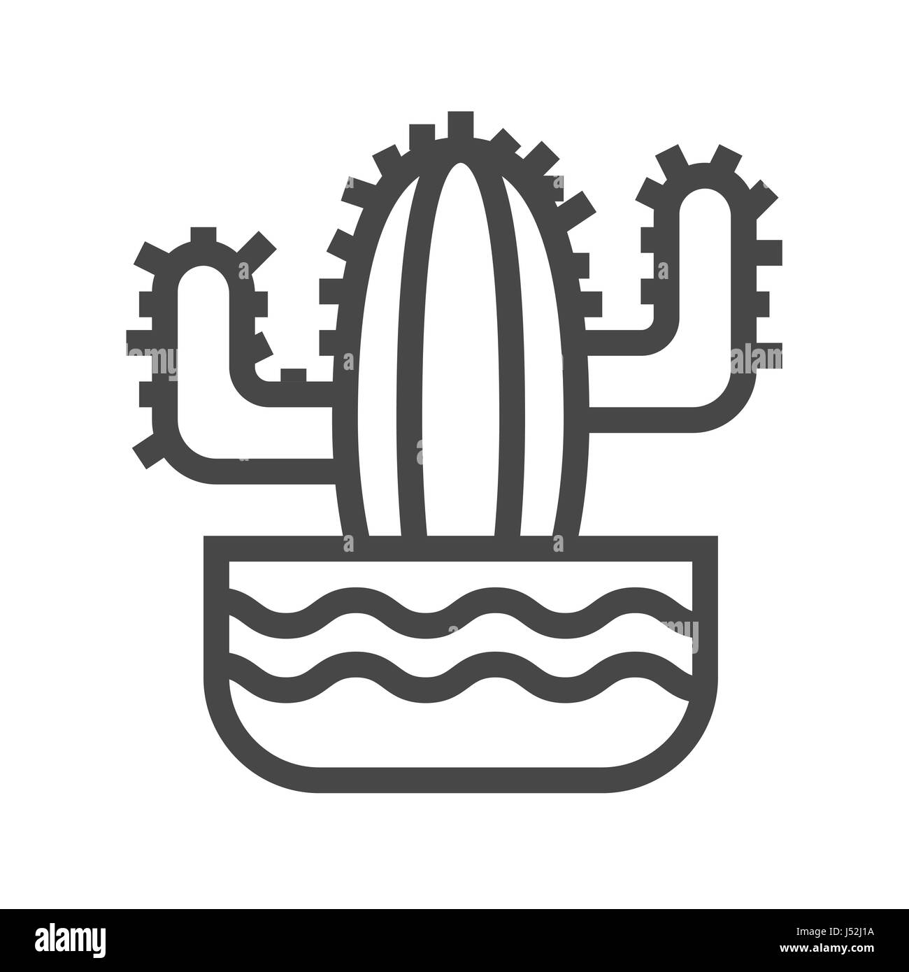 Cactus Thin Line Vector Icon Stock Vector Image & Art - Alamy