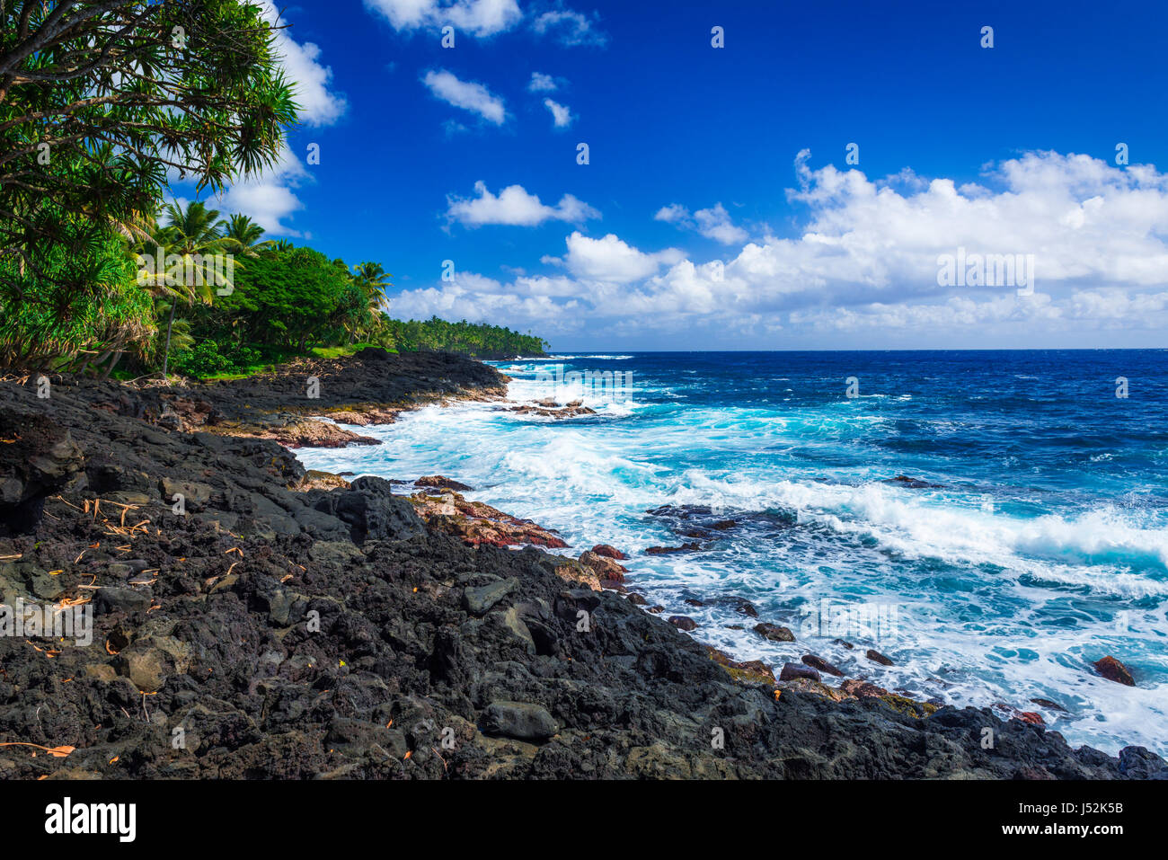 Rocky coastline along the Puna Coast, Pahoa, The Big Island, Hawaii USA