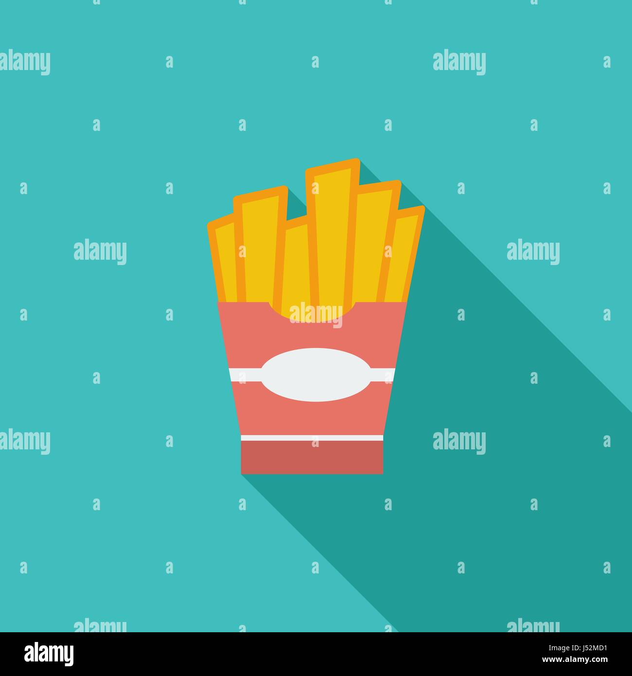 French fries icon. Flat vector related icon with long shadow for web and mobile applications. It can be used as - logo, pictogram, icon, infographic e Stock Vector