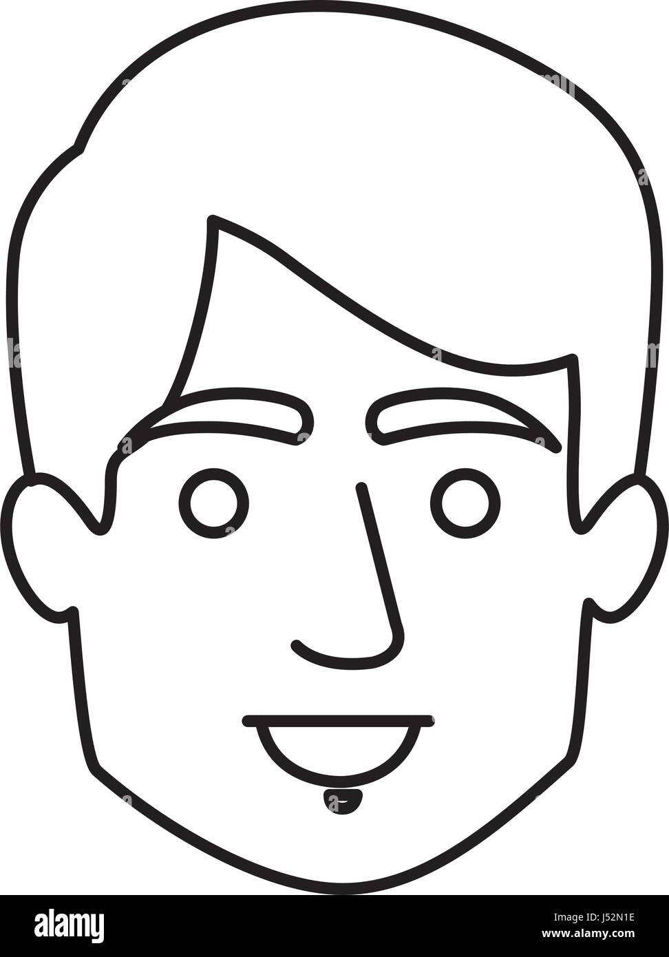 monochrome contour of smiling man face with short hair Stock Vector ...