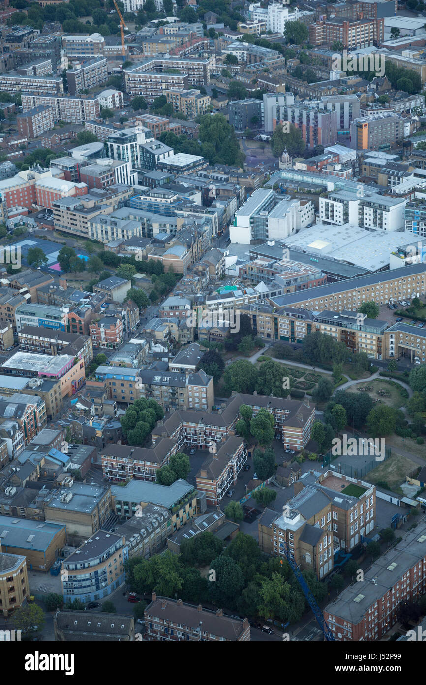 Aerial view of South London at dusk. Stock Photo