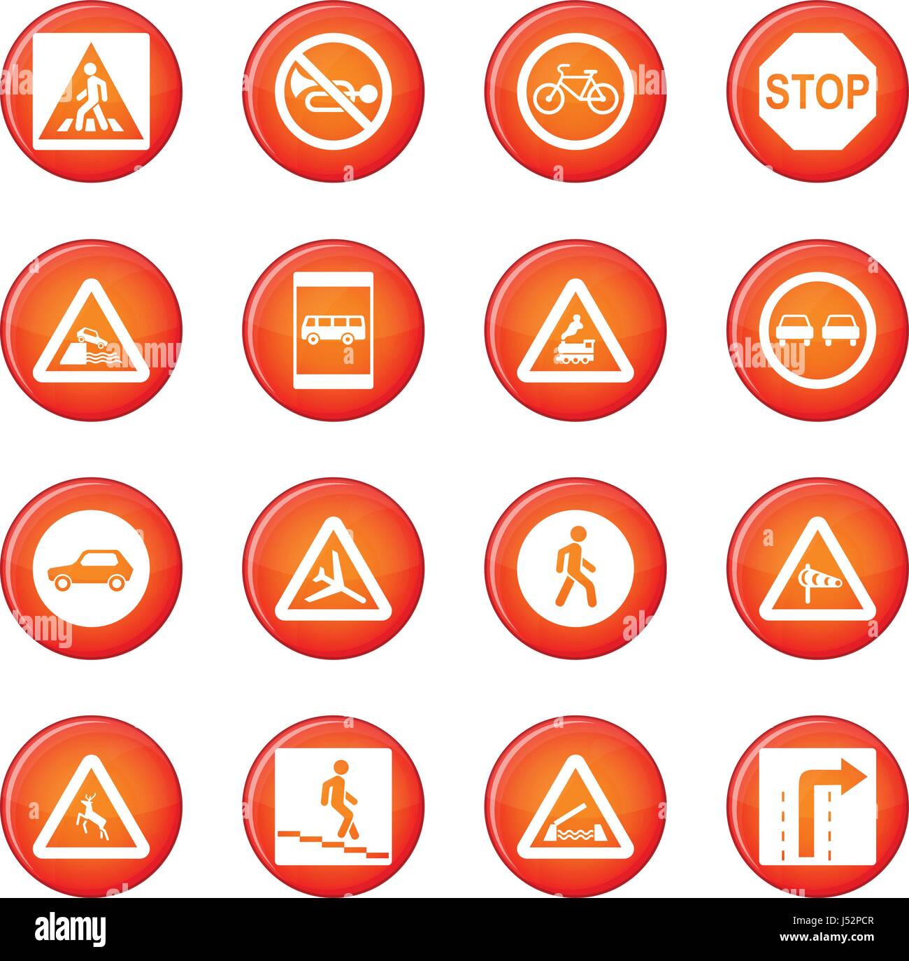 Road Sign Set icons vector set of red circles isolated on white ...