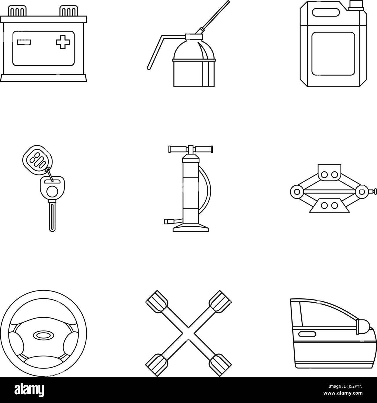 Renovation for machine icons set, outline style Stock Vector Image ...
