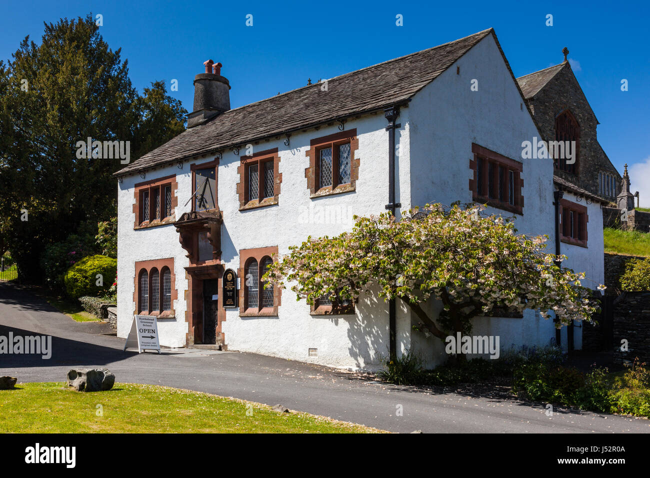 Hawkshead Grammar School, Hawkshead, lake District, Cumbria Stock Photo