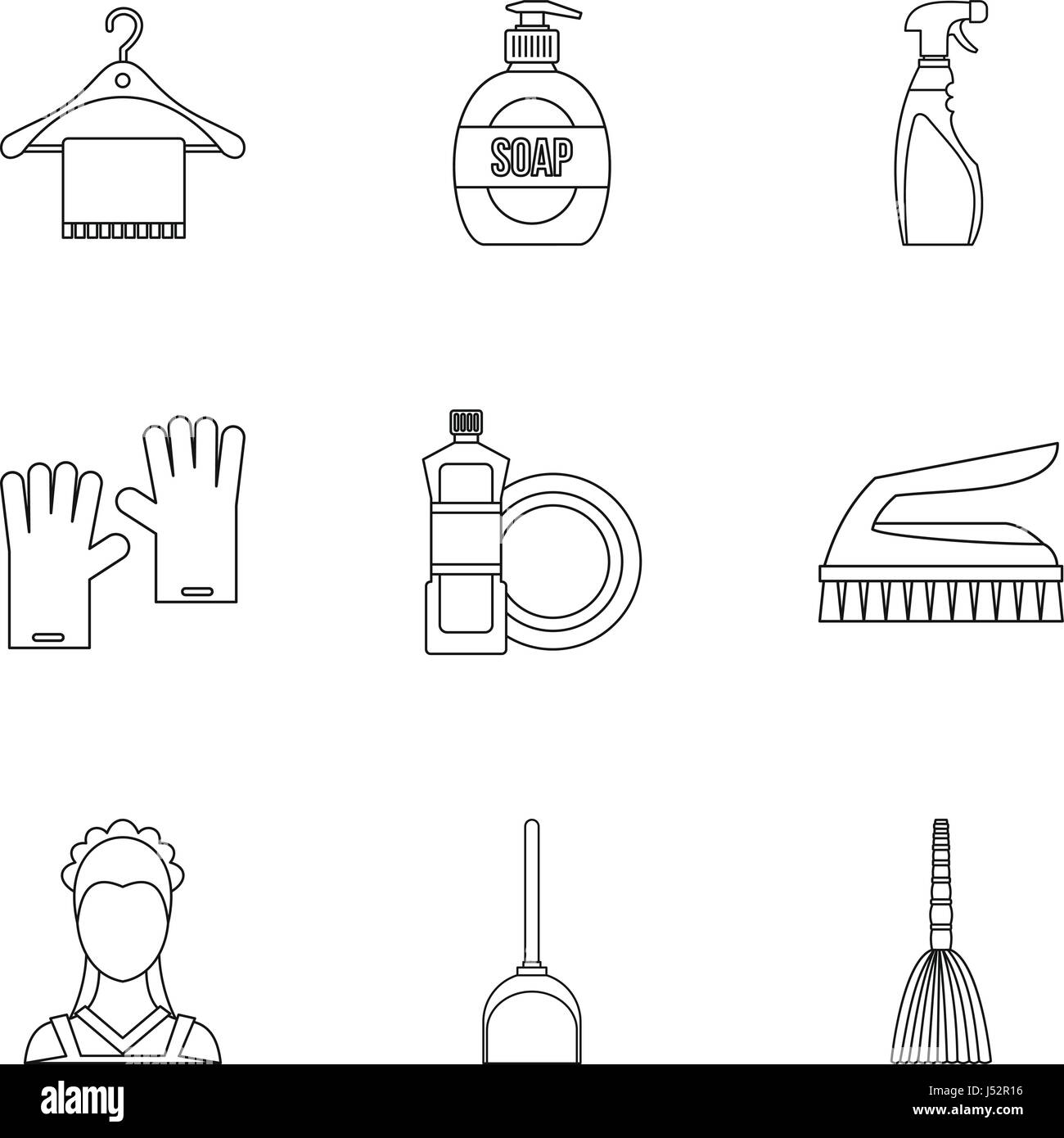 Sanitation icons set, outline style Stock Vector Image & Art - Alamy