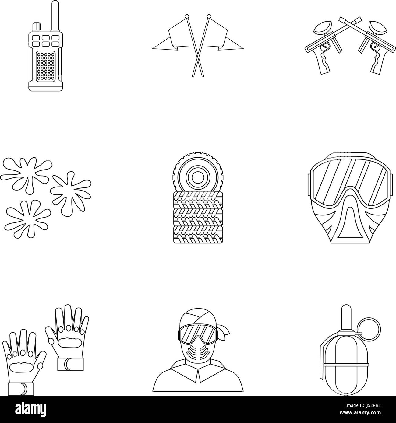 Paintball icons set, outline style Stock Vector Image & Art - Alamy