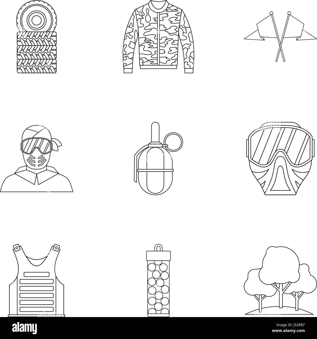 Outfit paintball icons set, outline style Stock Vector Image & Art - Alamy