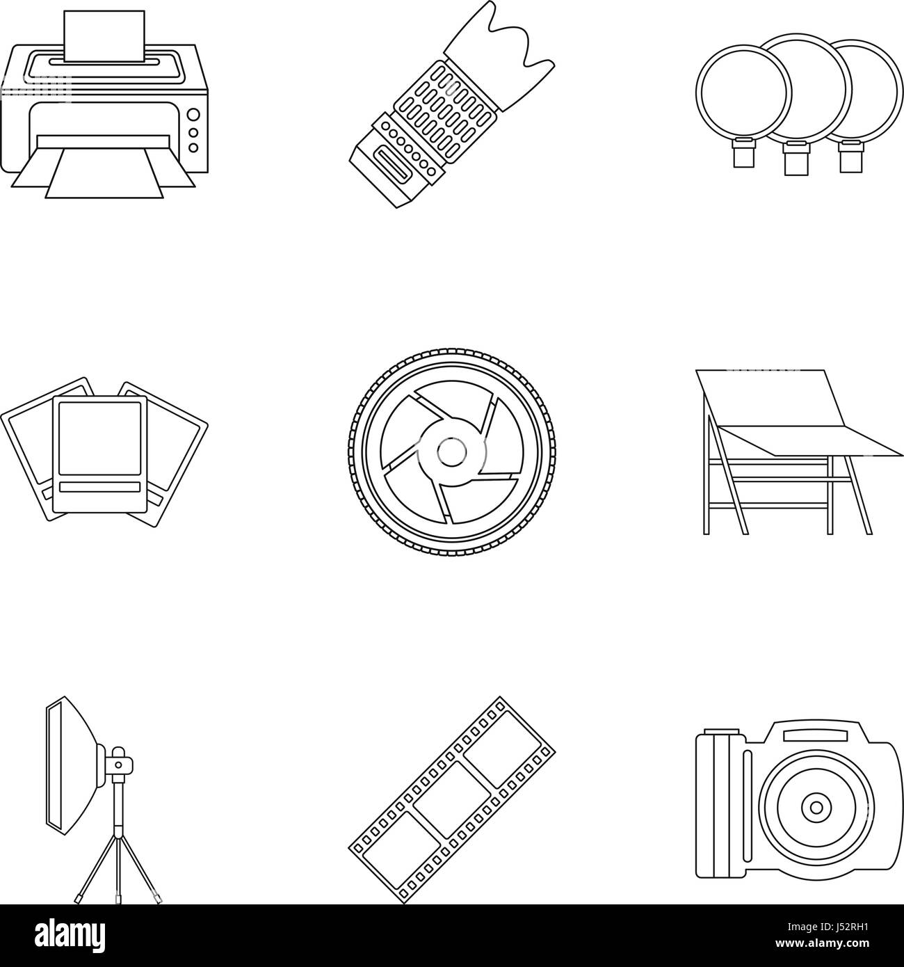 Photo icons set, outline style Stock Vector Image & Art - Alamy