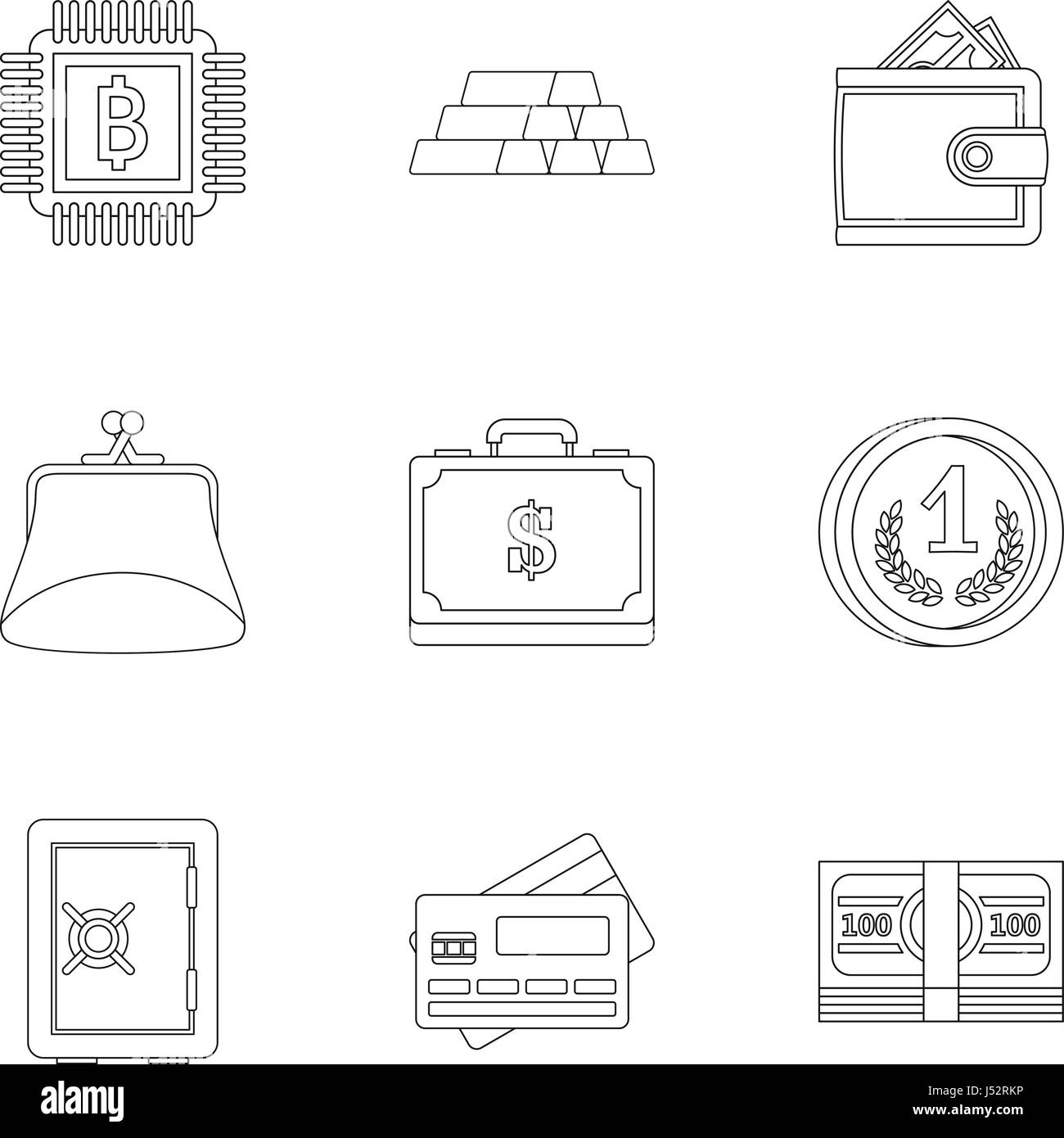 Bank icons set, outline style Stock Vector Image & Art - Alamy