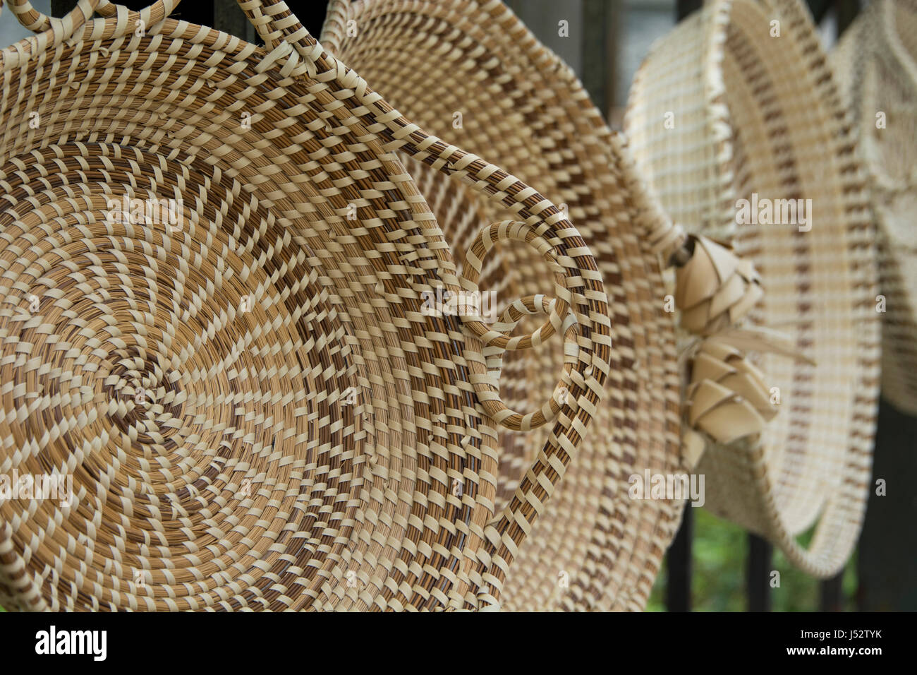 South Carolina, Charleston. Traditional hand coiled Gallah sweetgrass