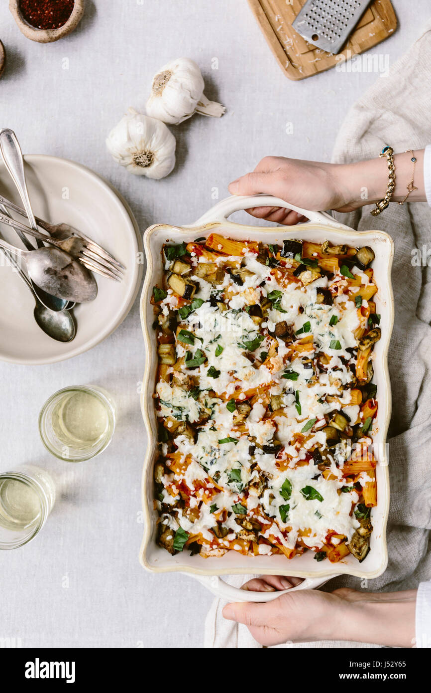 Eggplant baked ziti casserole hires stock photography and images Alamy