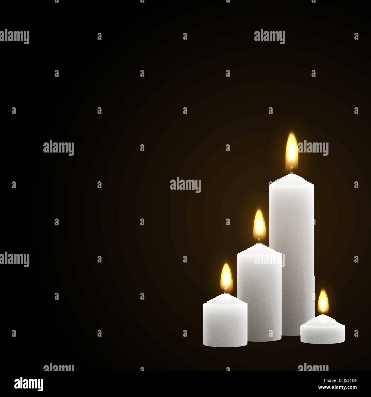 Candles burn with fire realistic. Set isolated on transparent