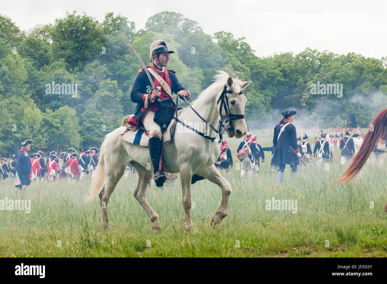 Revolutionary War re-enactors on horseback - USA Stock Photo