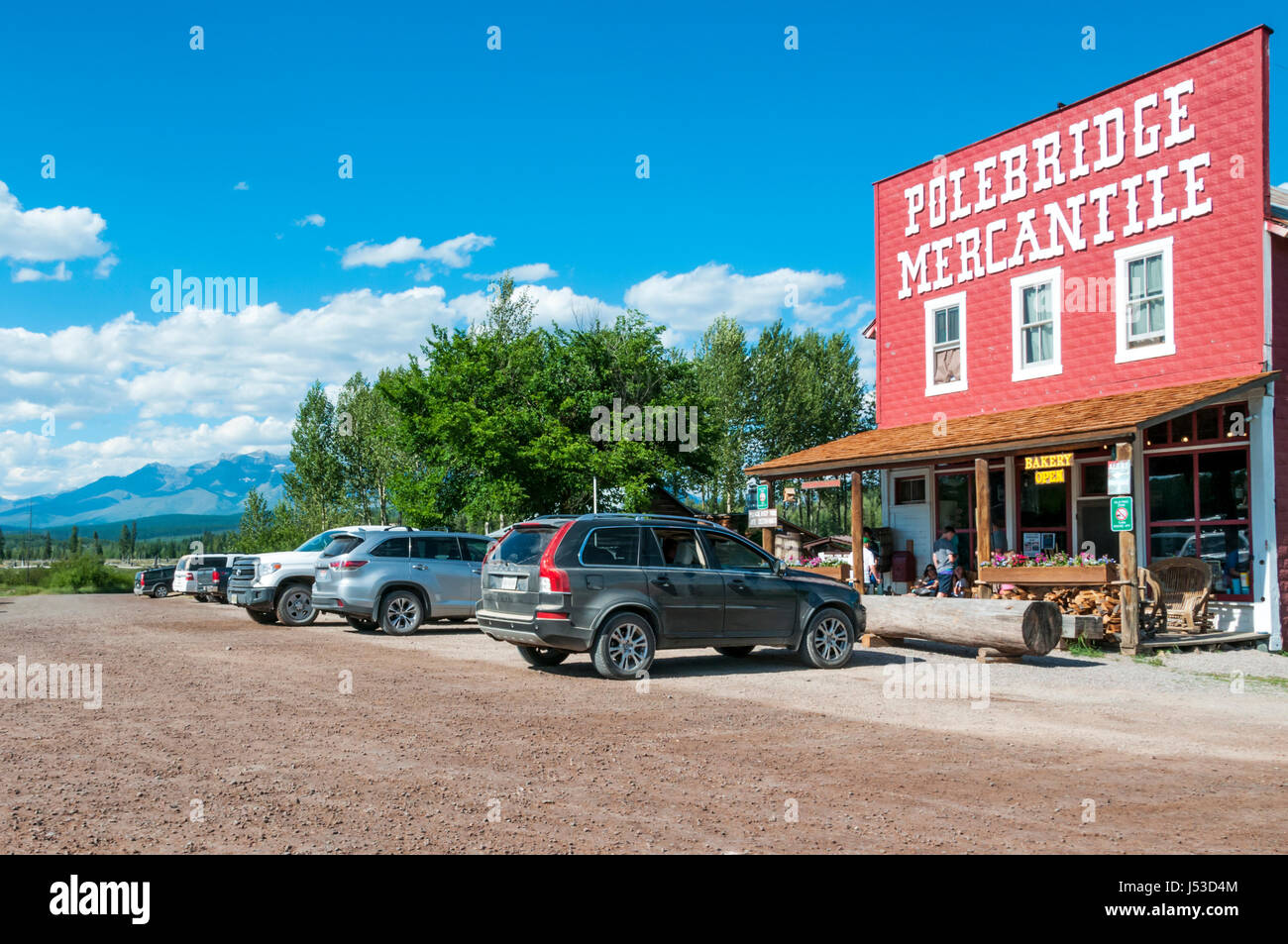 Polebridge Mercantile village store in small community of Polebridge on the edge of the Glacier National Park in Montana, USA. Stock Photo