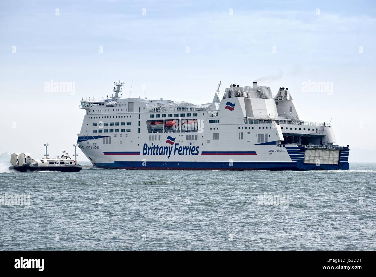 Brittany Ferry sailing from Portsmouth harbour Hampshire UK Stock Photo ...