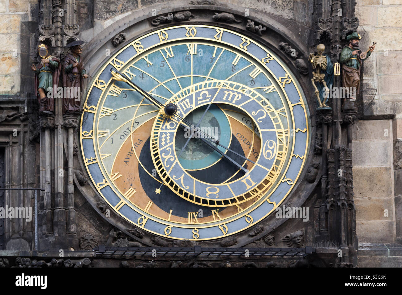 Astronomical Clock Orloj in the Old Square of Prague. Czech Republic. Stock Photo