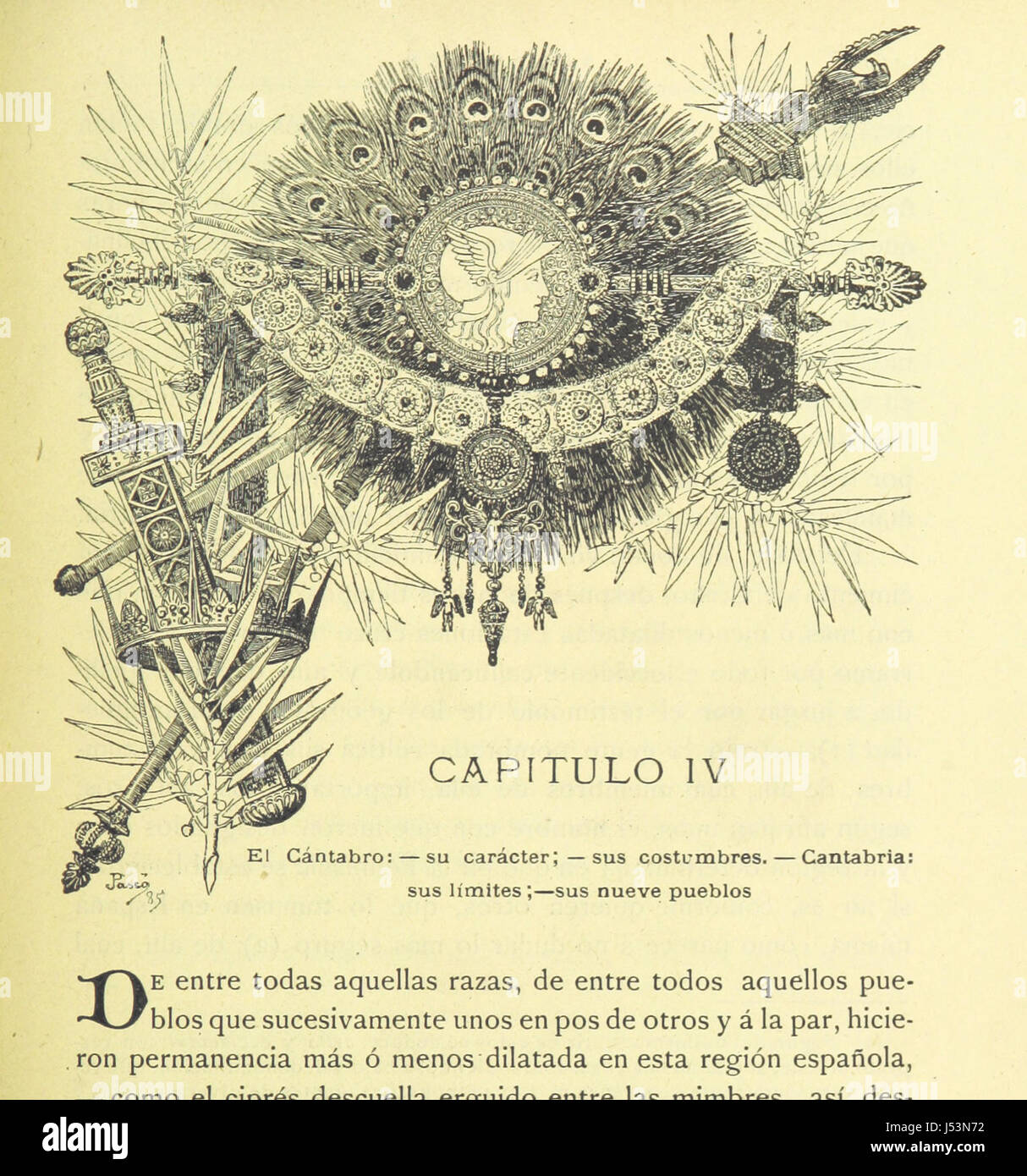 This collection features works by Isidro Gil, including heliographs and engravings by TomÃ¡s, showcasing art from the Santander region. These prints highlight the regional culture and artistic traditions of Spain. Stock Photo