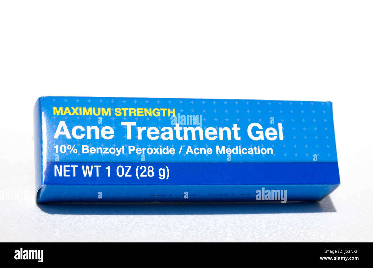 Acne Treatment Gel containing benzoyl peroxide. Stock Photo