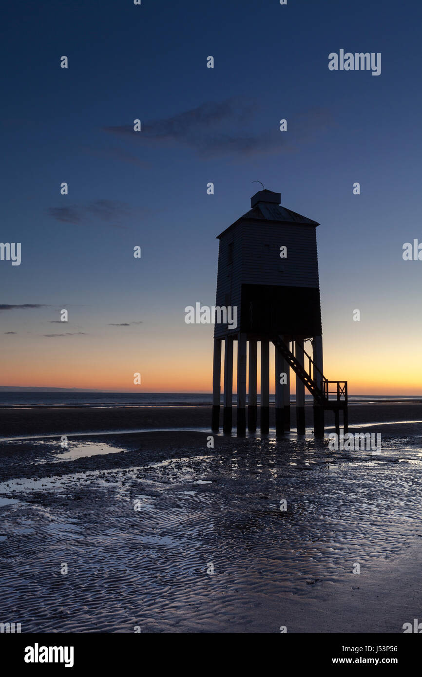 Silhouette of the Burnham on Sea Wooden lighthouse, Somerset, UK at