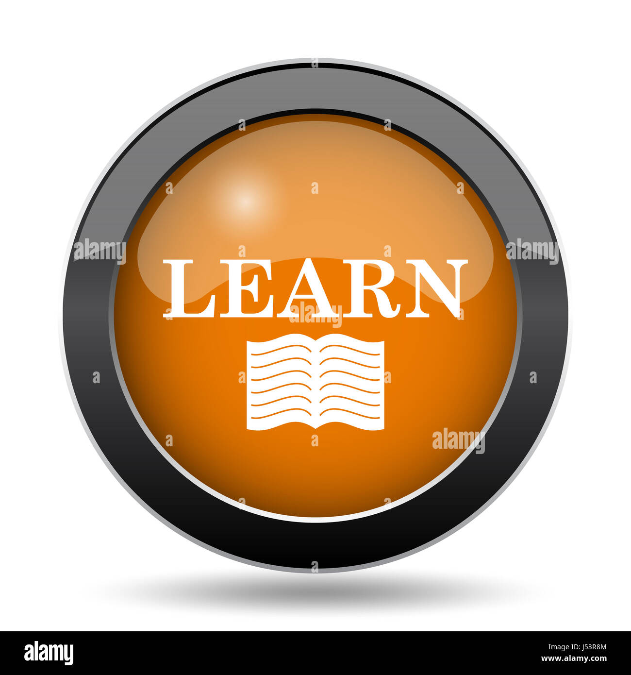 Learn icon. Learn website button on white background Stock Photo - Alamy