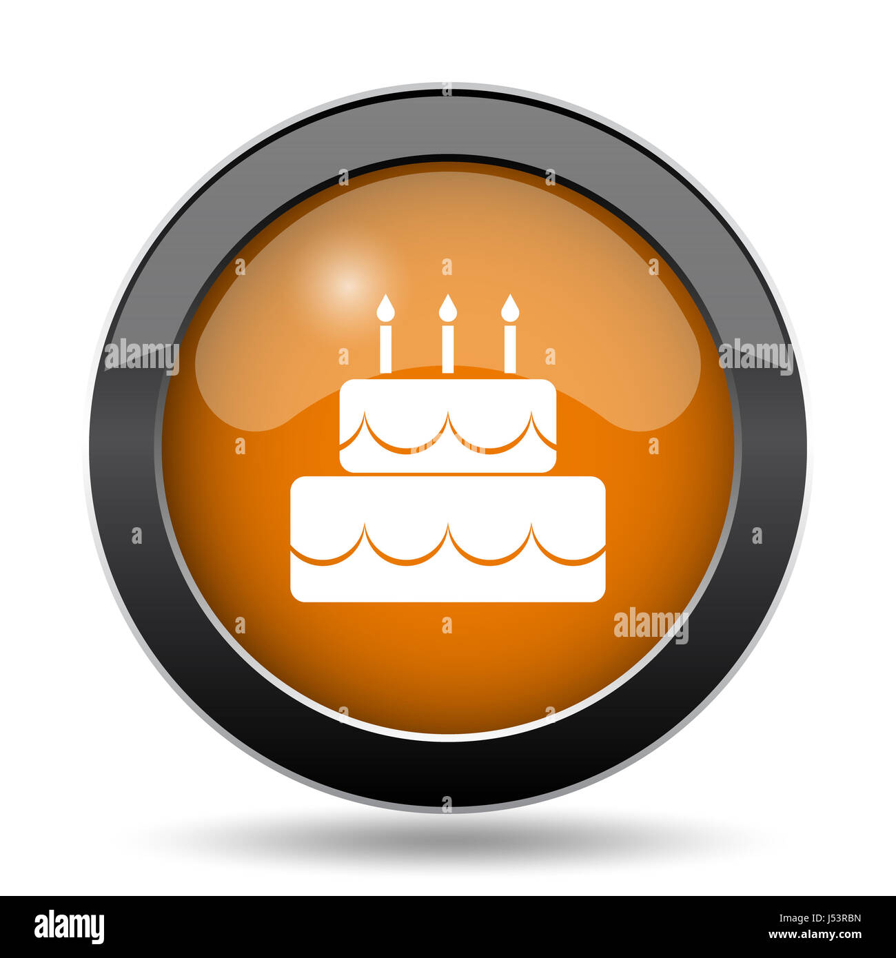 Cake icon. Cake website button on white background Stock Photo - Alamy
