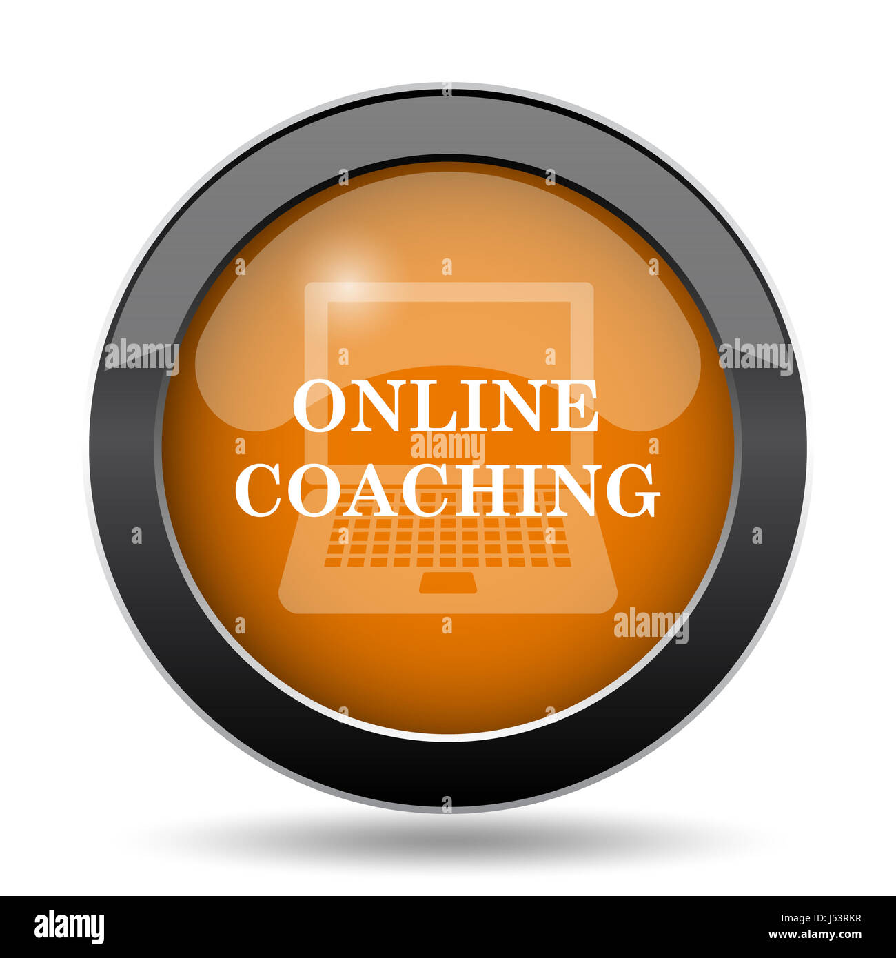 Online coaching icon. Online coaching website button on white ...