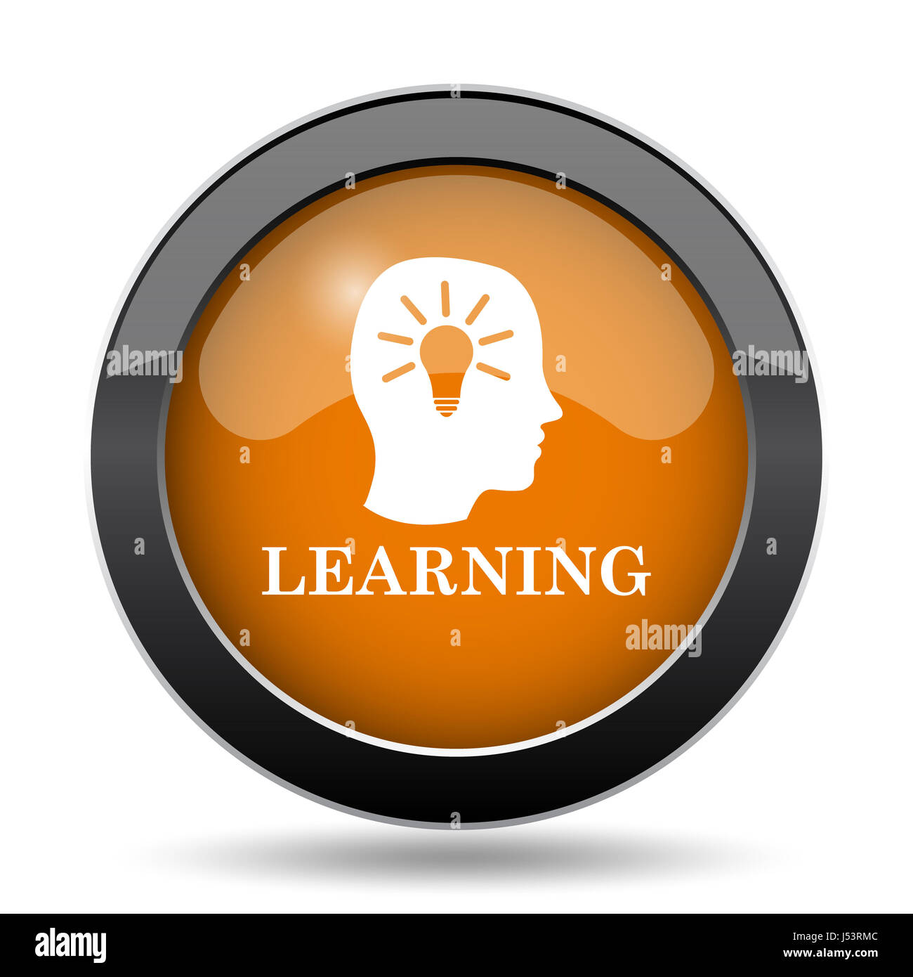 Learning icon. Learning website button on white background Stock Photo ...