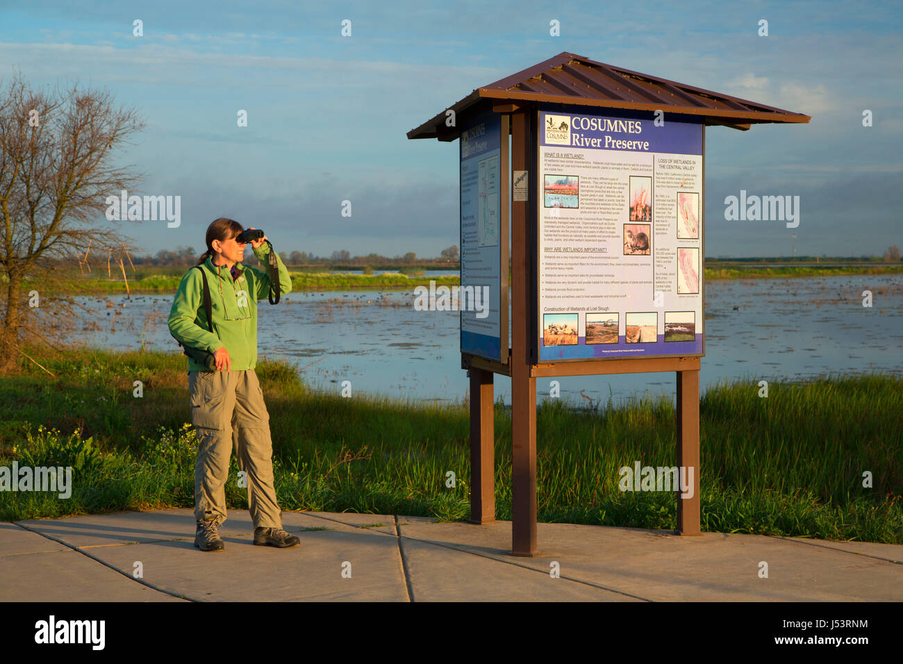 Trail kiosk, Cosumnes River Preserve, California Stock Photo