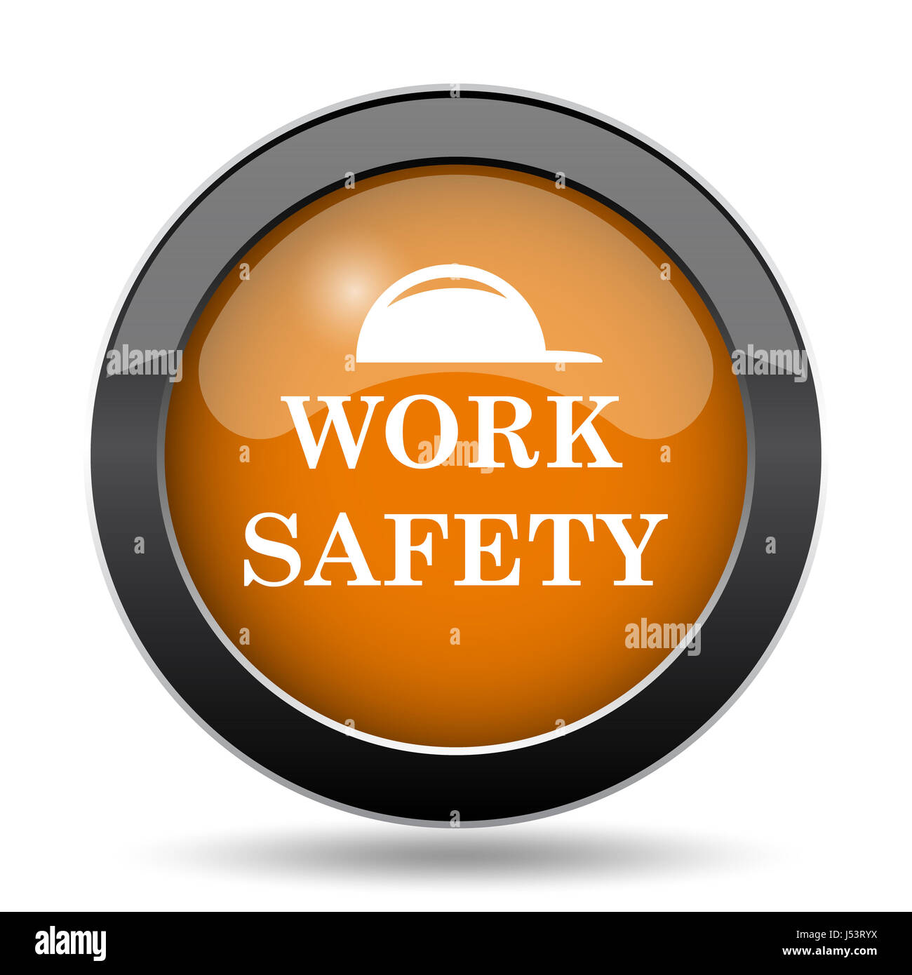 Work safety icon. Work safety website button on white background Stock