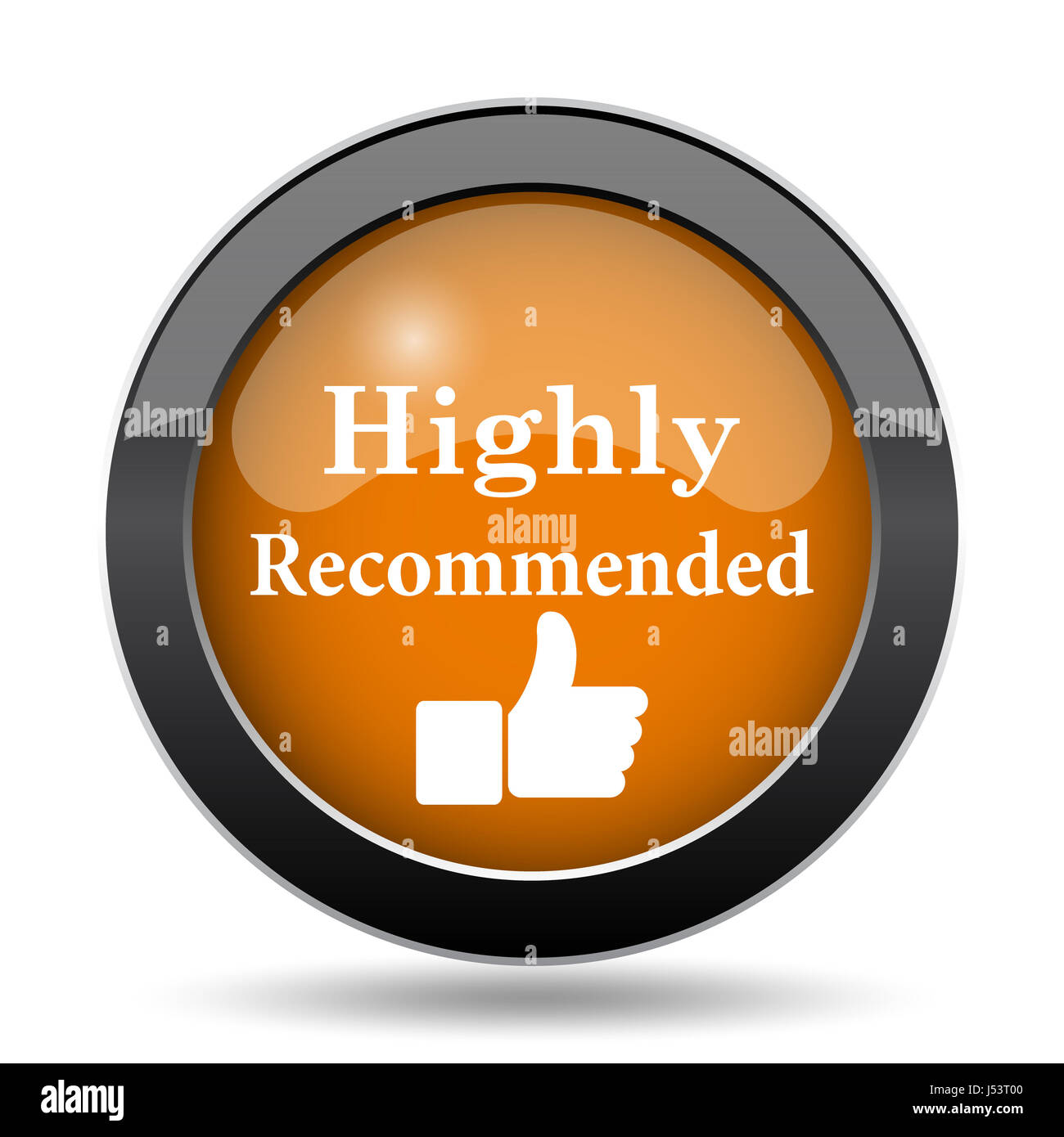Highly recommended icon. Highly recommended website button on white ...