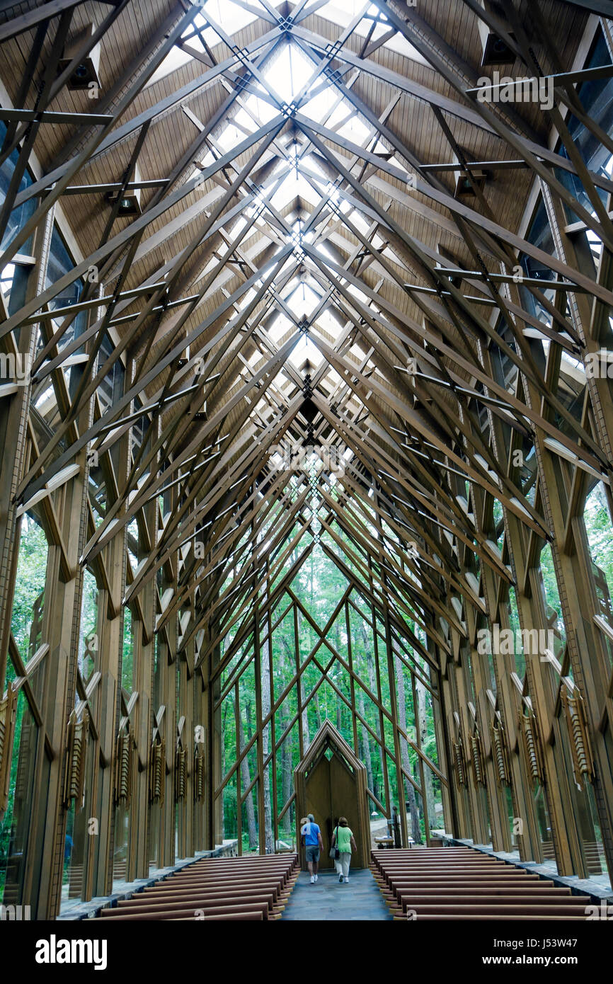 Arkansas Hot Springs,Garvan Woodland Gardens,Anthony Cathedral,chapel,religion,wood,glass,structure,designer Jennings & McKee firm,soaring ceiling,57 Stock Photo