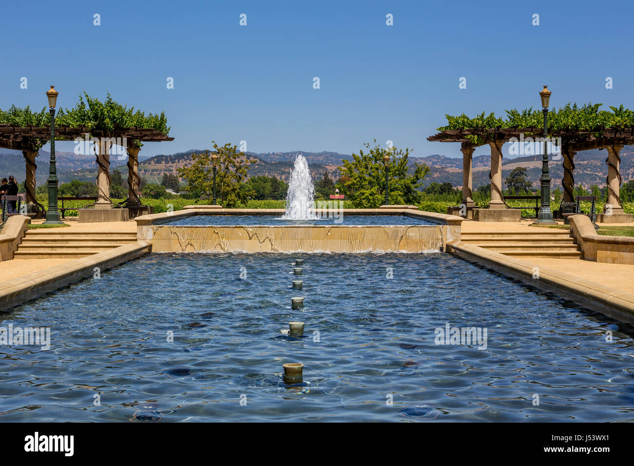 water fountain, Inglenook, Rutherford, Napa Valley, Napa County, California Stock Photo