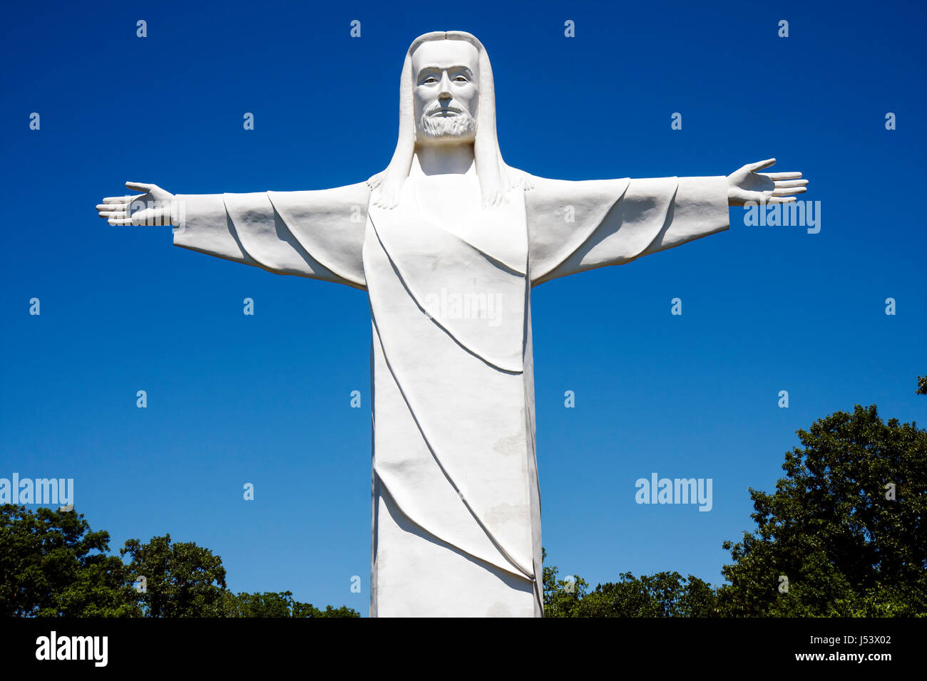 Eureka Springs Arkansas,Ozark Mountains,Christ of the Ozarks,statue,giant Jesus,religion,New Testament,Christianity,Magnetic Mountain,monumental,size, Stock Photo