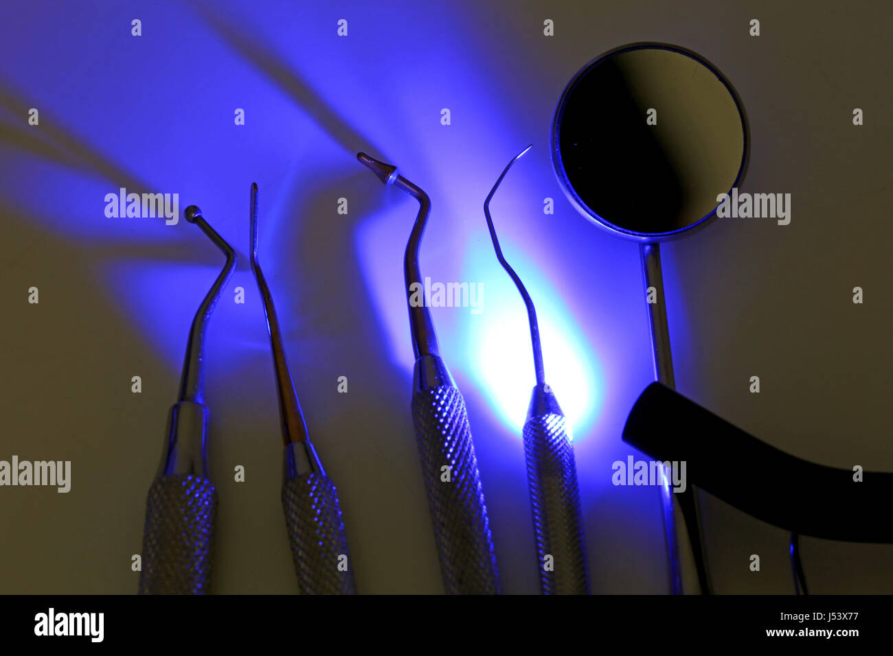 Dental tools for tooth cleaning and caries control with ultraviolet