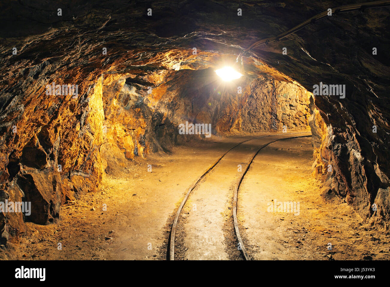 Underground mine tunnel, mining industry Stock Photo