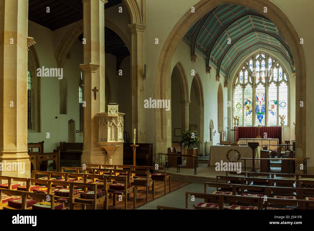 Interior of St Peter & Paul church in Northleach, Gloucestershire, England. Stock Photo