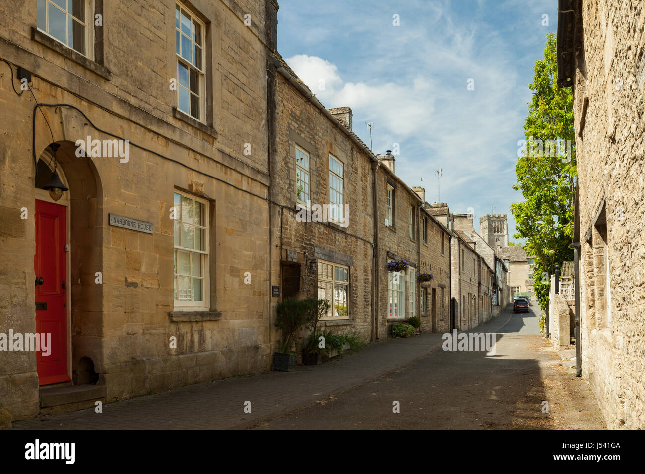 Spring afternoon in the small Cotswold town of Northleach, Gloucestershire, England. Stock Photo