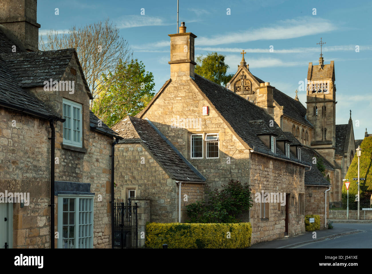 Spring evening in Chipping Campden, a small market town in the Cotswolds, Gloucestershire, England. Stock Photo