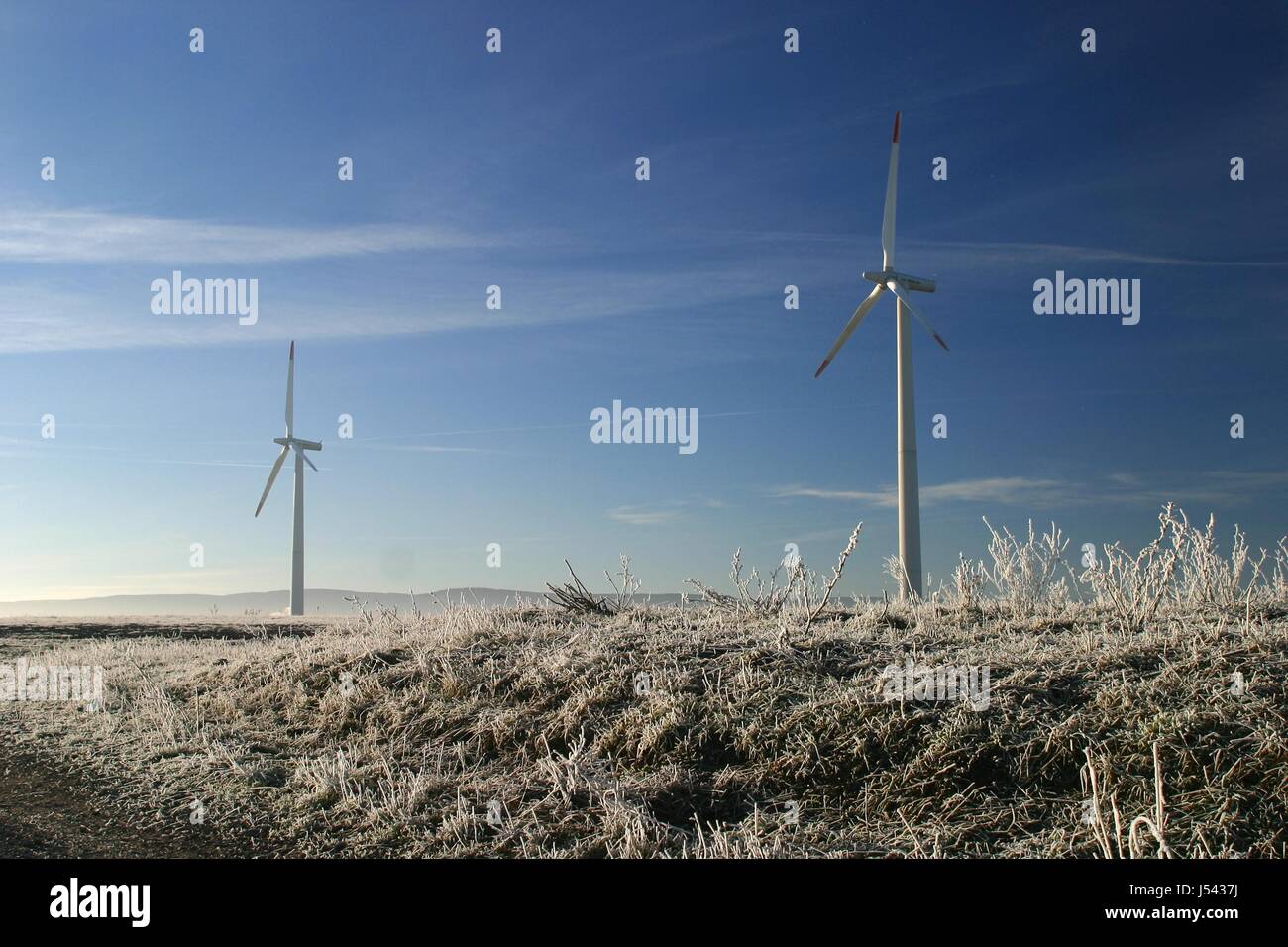 blue winter cold field fog ice winter landscape wind energy firmament ...