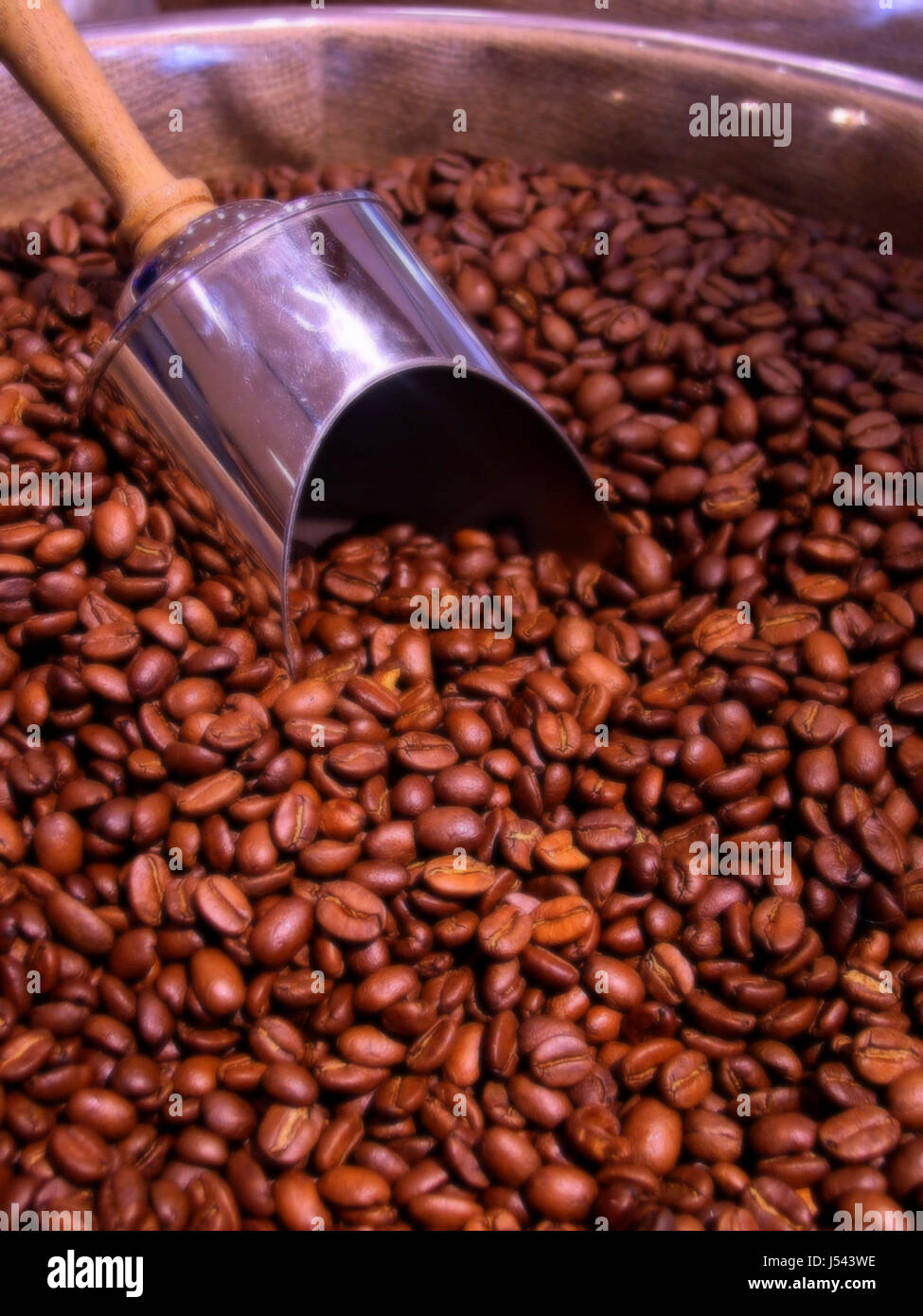 cafe brown brownish brunette flavour container shovel coffee coffee bean coffee Stock Photo