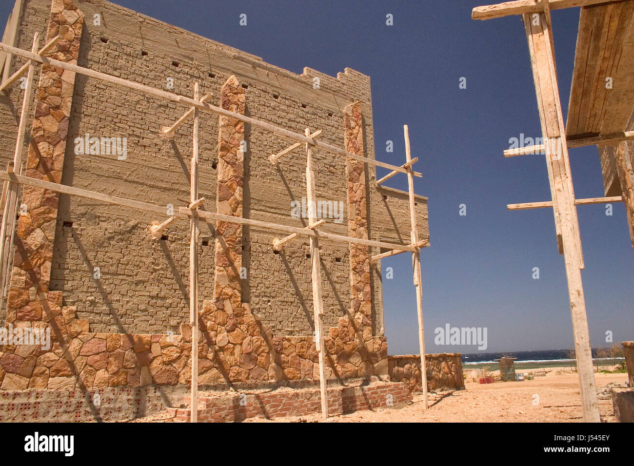 scaffolding in egyptian Stock Photo