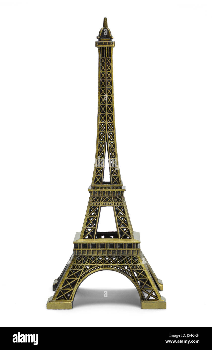 Small Scale Eiffel Tower Isolated on White Background. Stock Photo