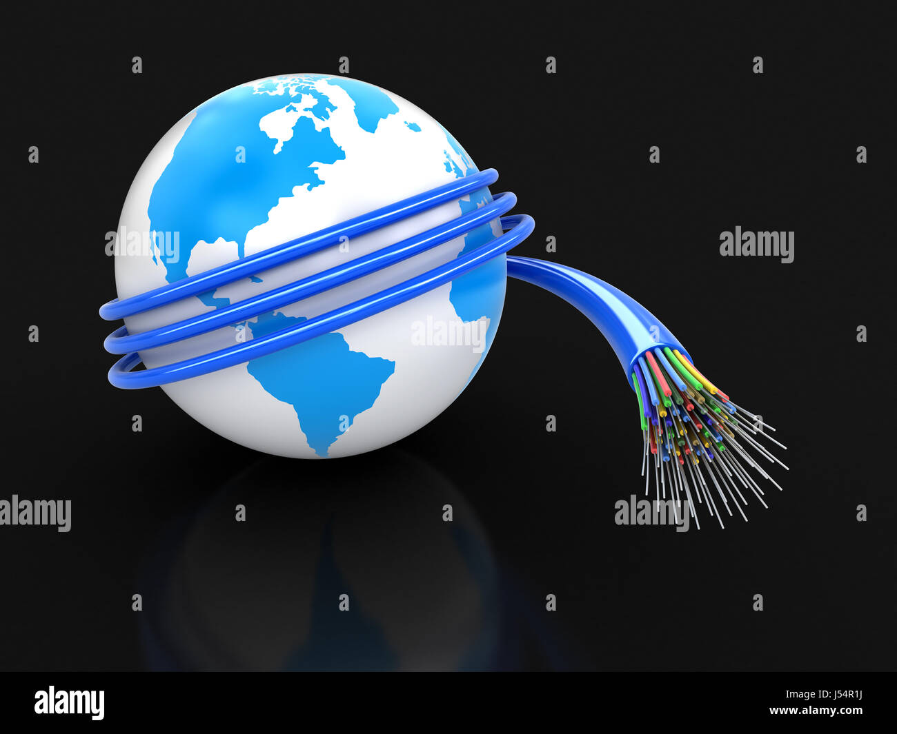 Fiber optic cable map hi res stock - 3d Globe With Optic Fiber Cable Image With Clipping Path J54R1J 