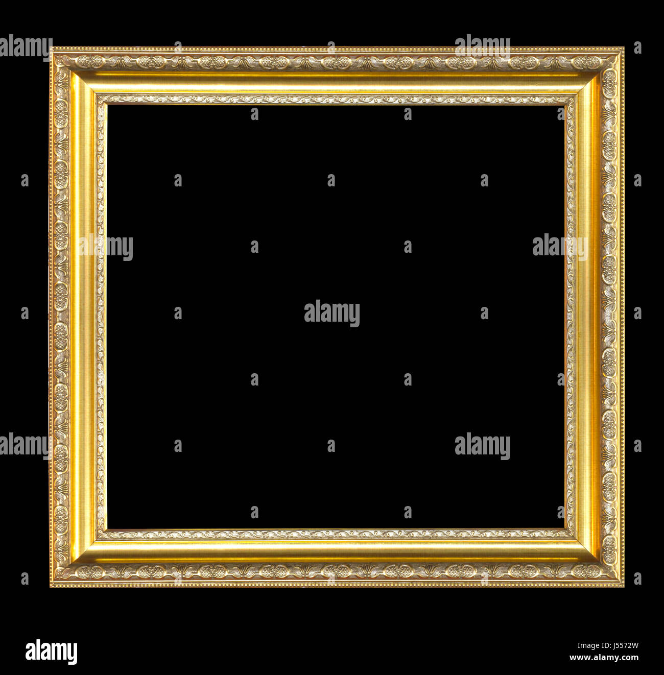gold picture frame isolated on a black background Stock Photo Alamy