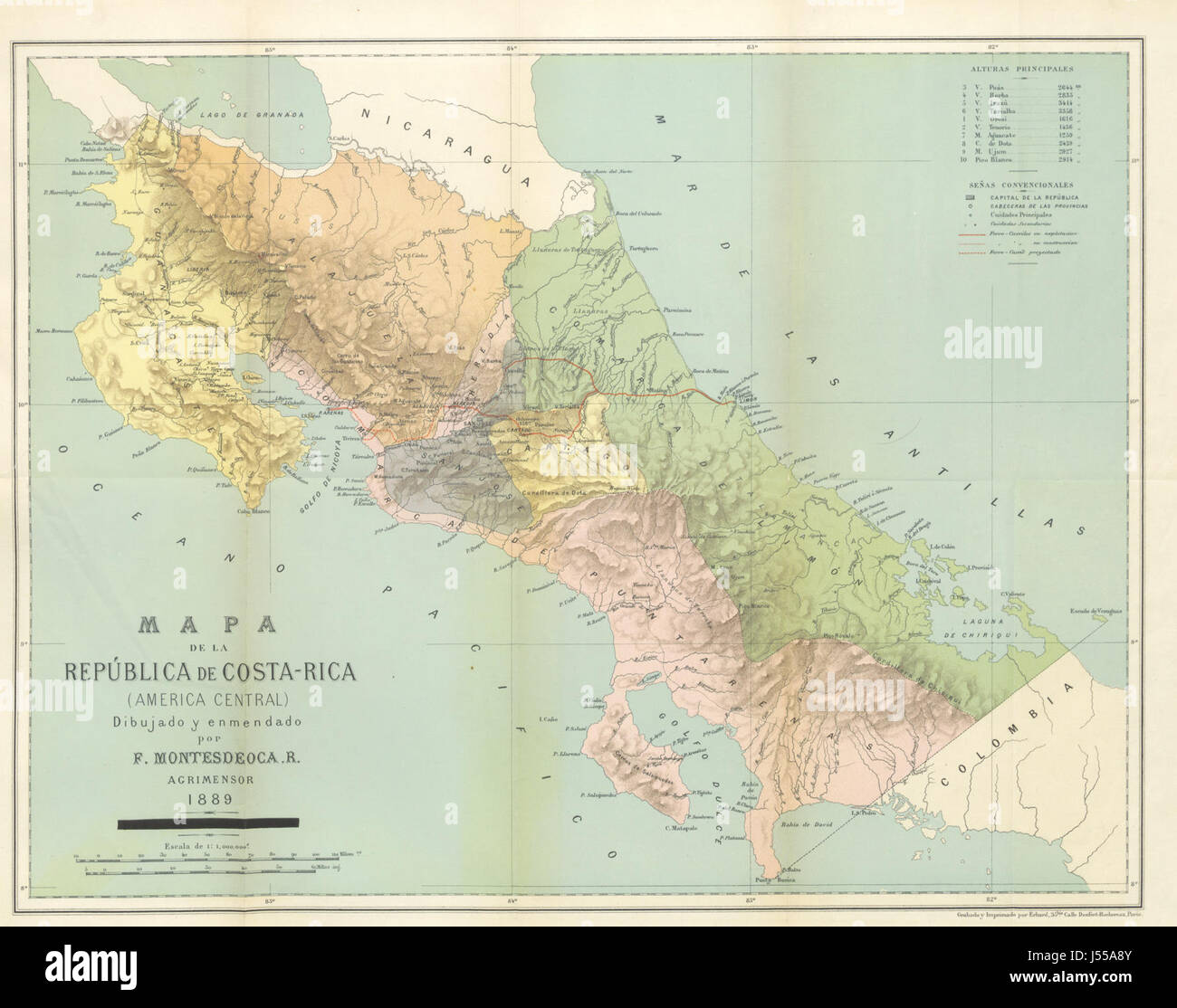 Vintage costa rica map hi-res stock photography and images - Alamy