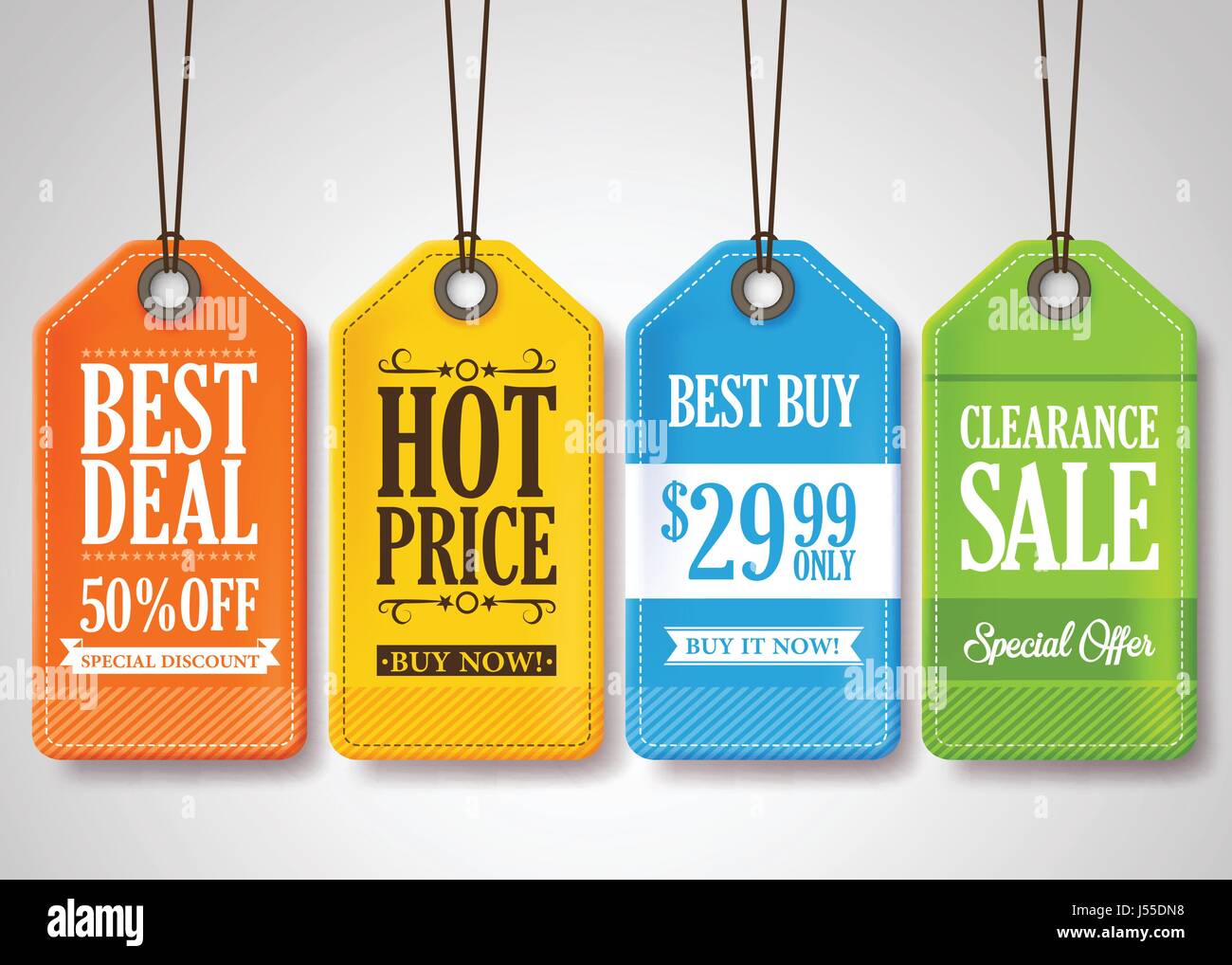 Sale Tags Vector Design Collection Hanging with Different Colors for