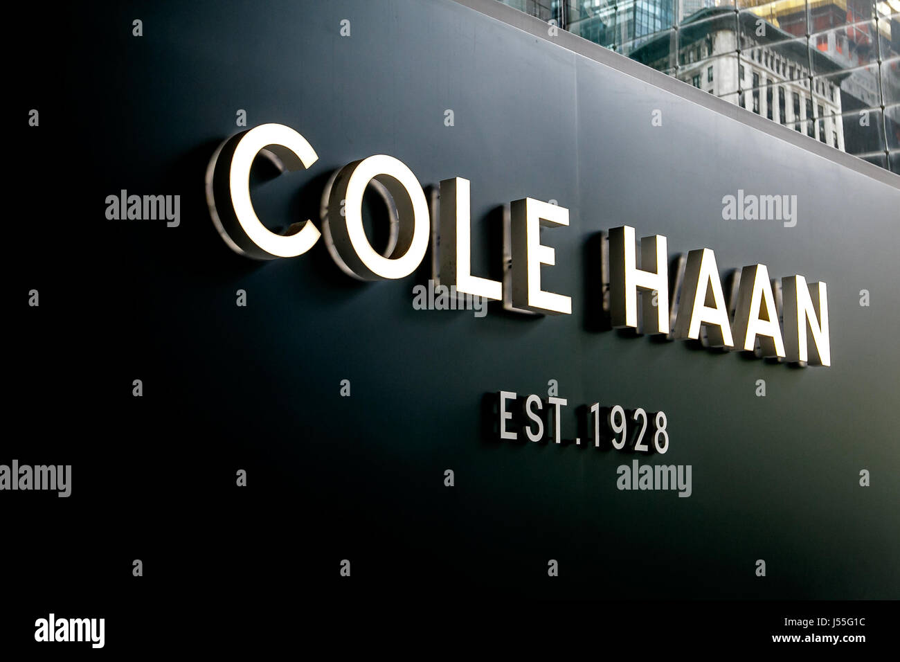 New York, May 08, 2017: Cole Haan sign outside of their store in Time Warner Center. Stock Photo