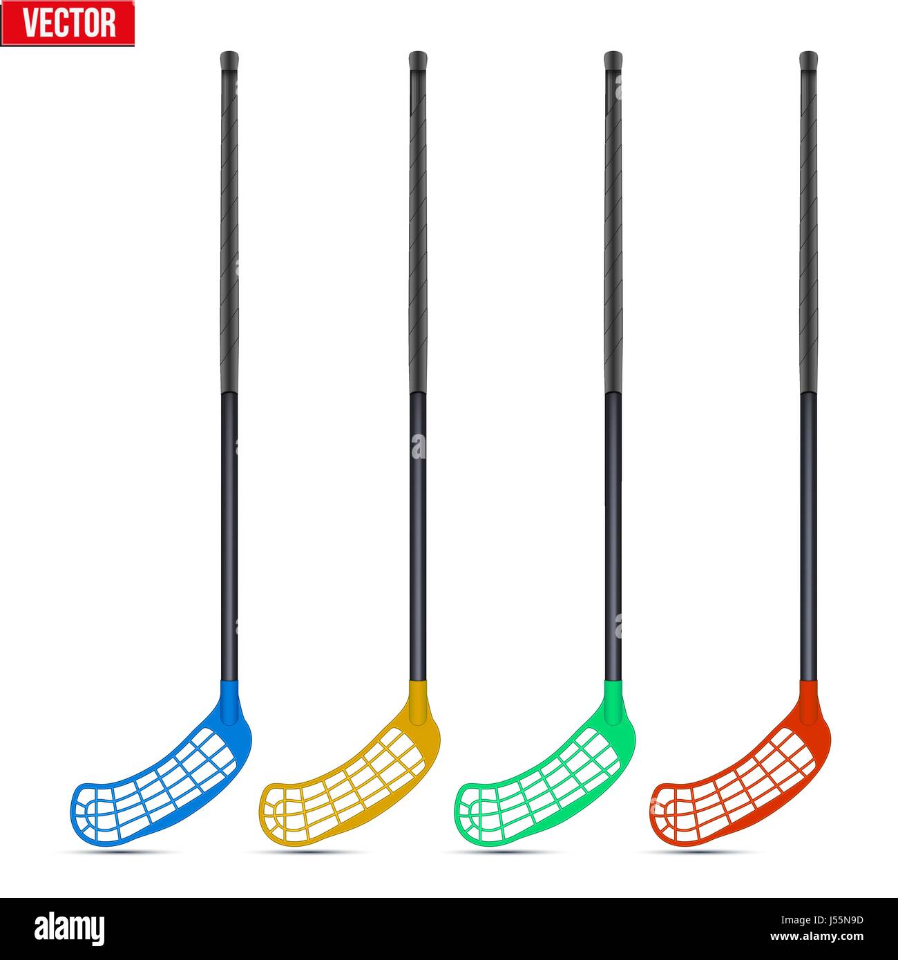 Set Of Classic Sticks For Floorball And Floor Hockey Stock Vector