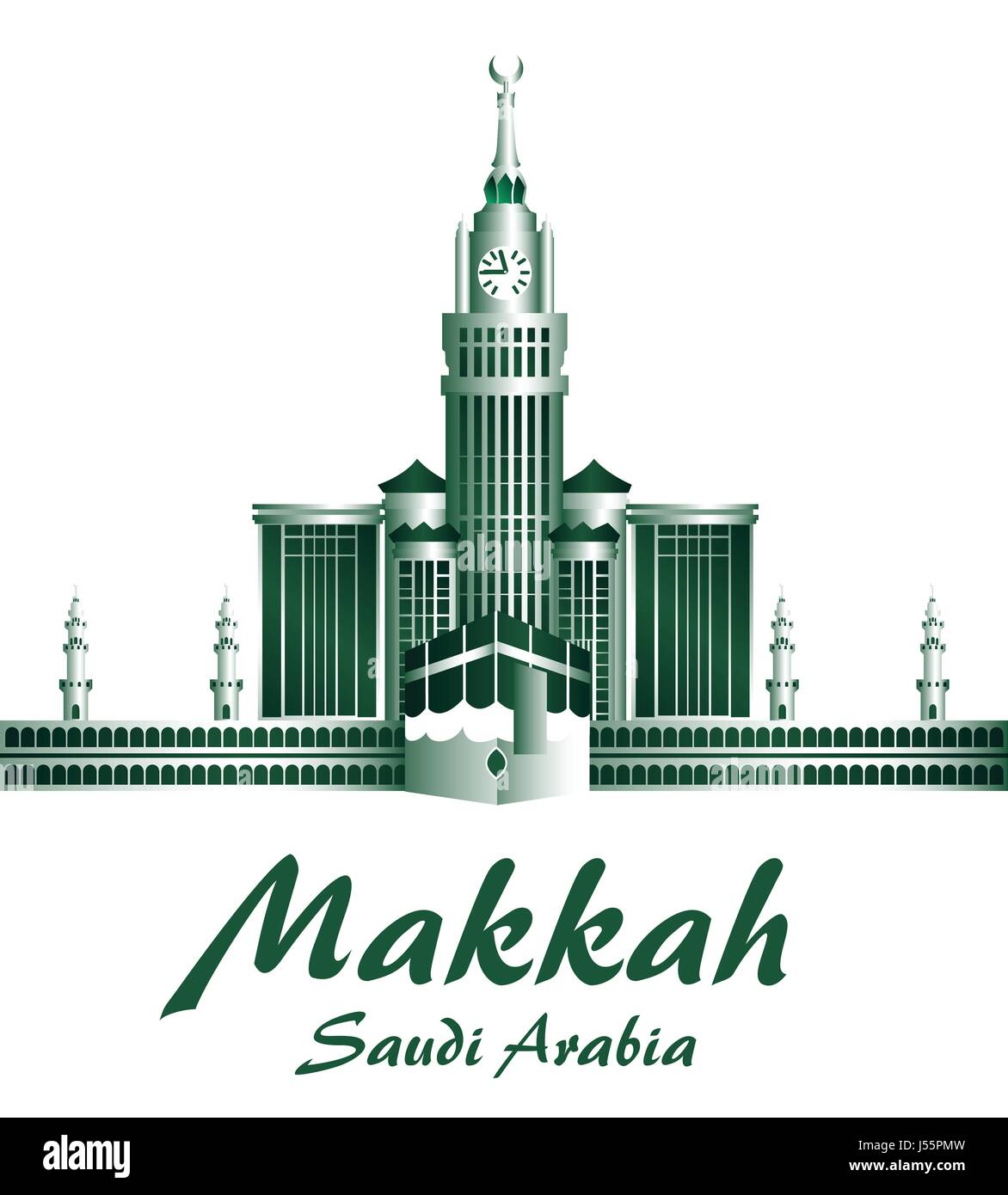 City of Makkah Saudi Arabia Famous Buildings Vector Design. Editable ...