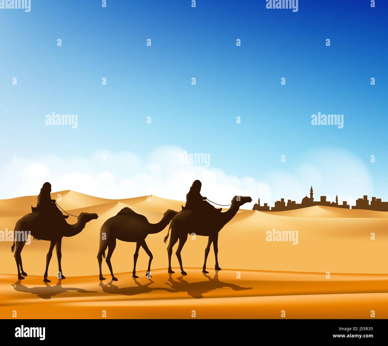 Group Of Arab People With Camels Caravan Riding In Realistic Wide Stock Vector Image Art Alamy
